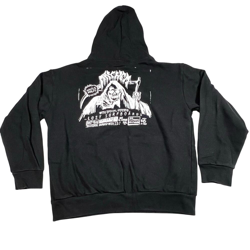 Lost Surfboards Mayhem Reaper Hoodie Mens Large Black Graphic Pullover Skater